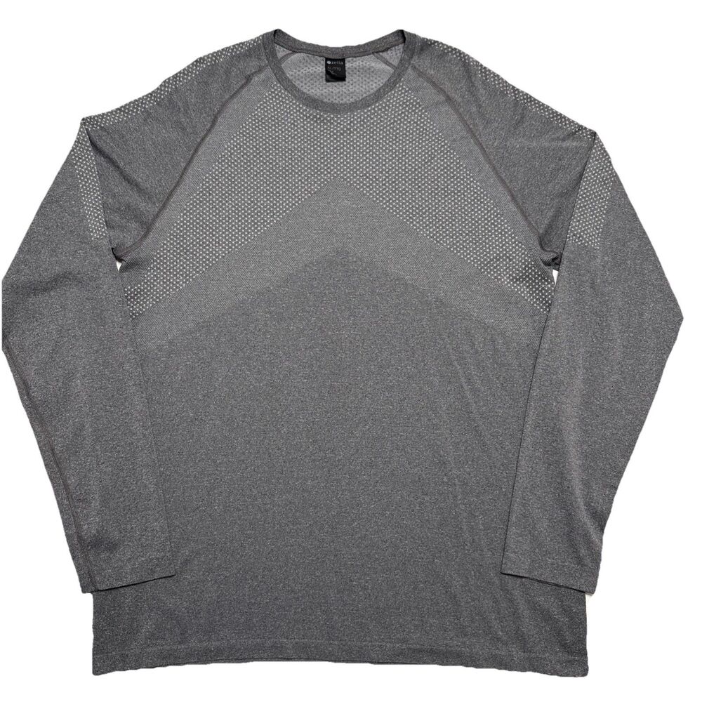 Zella Mens XL Shirt Long Sleeve Athletic Top Grey Moisture Wicking Sports Gym